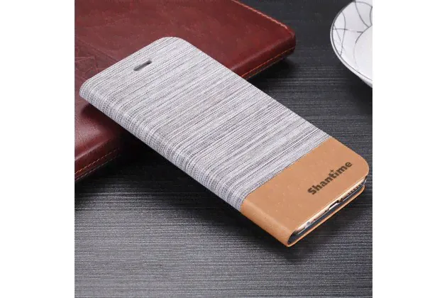 Чехол-книжка MyPads Vaqueros для Ulefone Armor 24 из водоотталкивающей импортной ткани светло-серый с вставкой под кожу-0