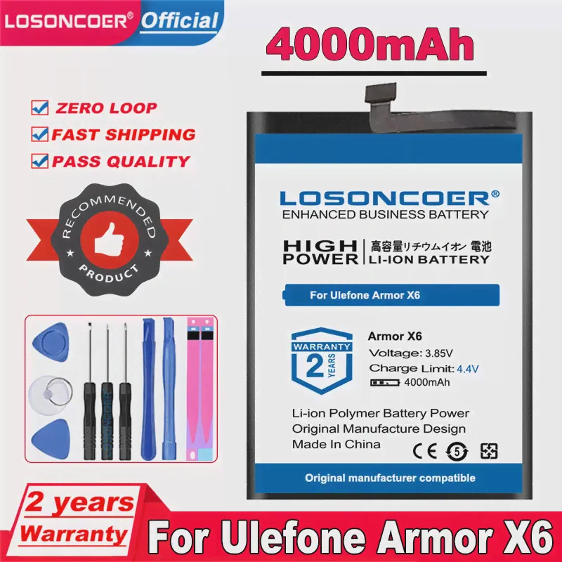 Top Brand 100% новый 4000 мАч Armor x6 Батарея для Ulefone 3085 Armor X6 Батарея мобильного телефона